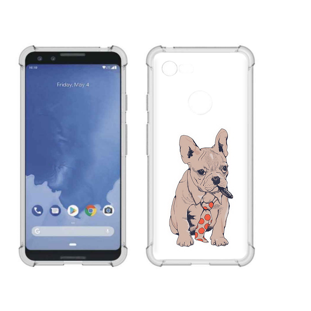 

Чехол MyPads Tocco для Google Pixel 3 бульдог с сигарой, Прозрачный, Tocco