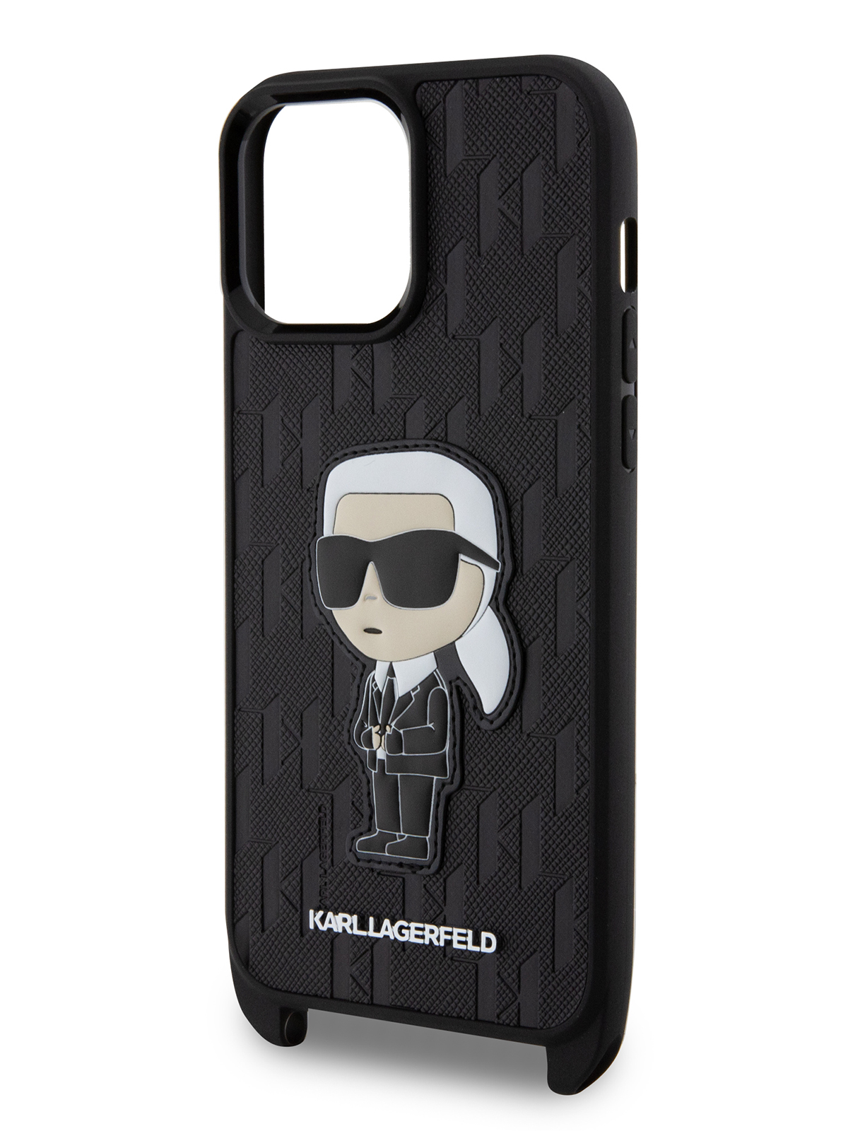 Чехол Karl Lagerfeld для iPhone 13 Pro Max из экокожи с ремешком Black