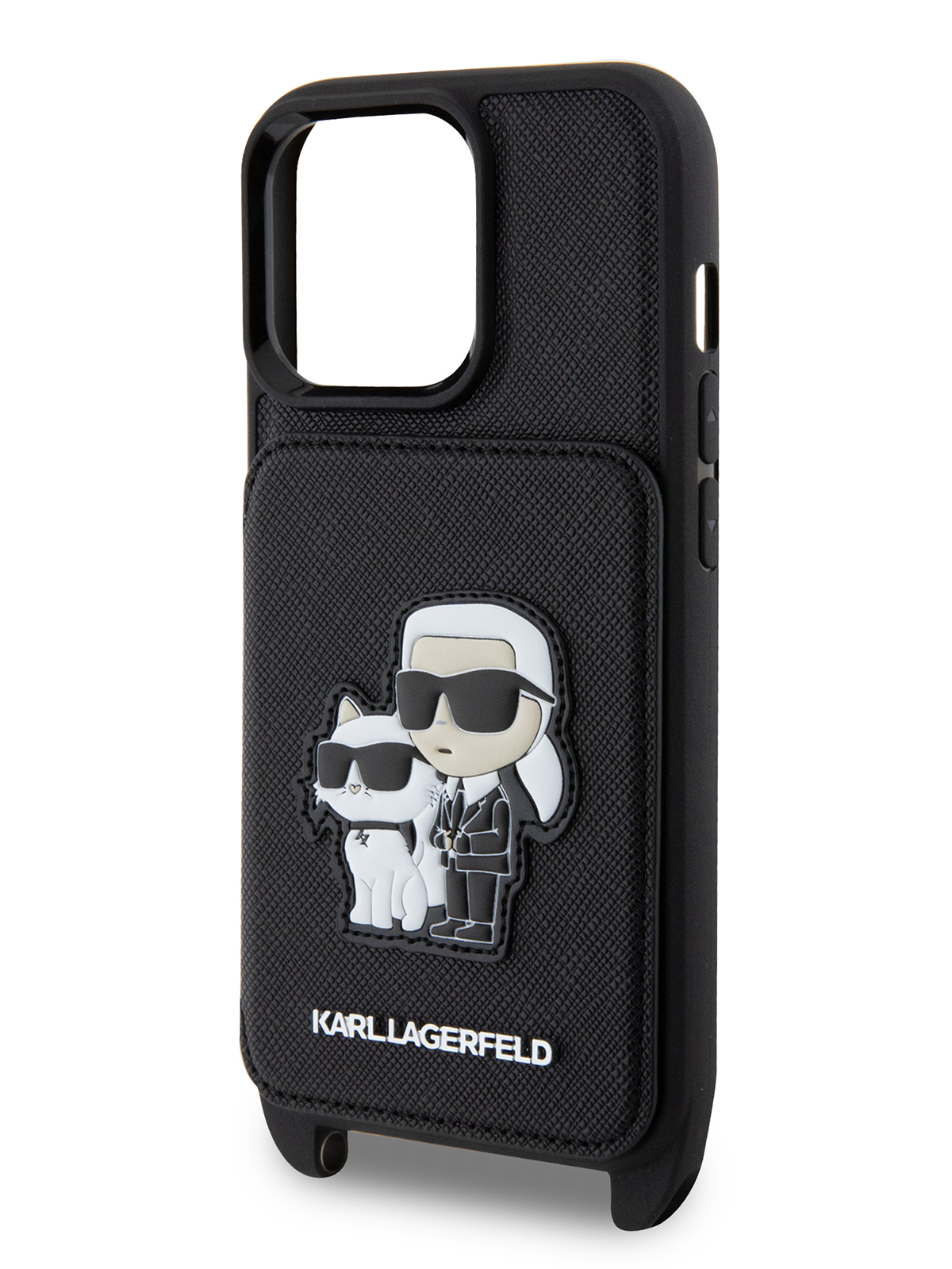 Чехол Karl Lagerfeld для iPhone 13 Pro с карманом для карт и ремешком, Black