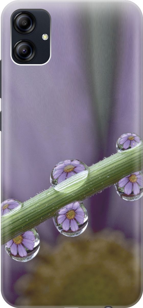 

Чехол на Samsung Galaxy A04e "Сиреневые цветы в каплях", Зеленый;фиолетовый, 158465