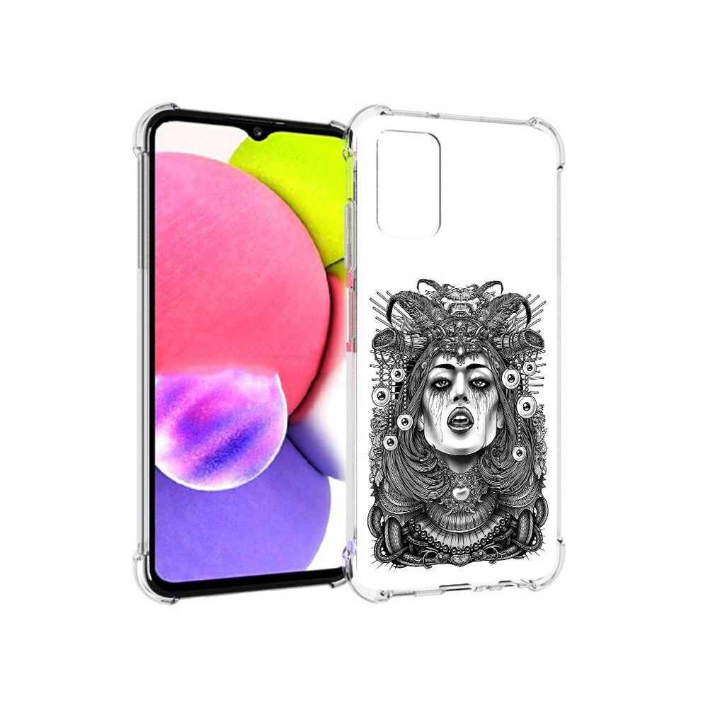 

Чехол MyPads Tocco для Samsung Galaxy A03s портрет девушки черно белый (PT162170.549.551), Прозрачный, Tocco