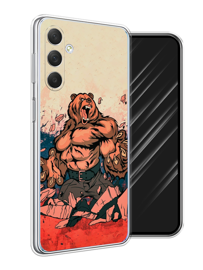 

Чехол Awog на Samsung Galaxy M54 "Медведь с флагом РФ", Коричневый;синий;красный, 2108250-2
