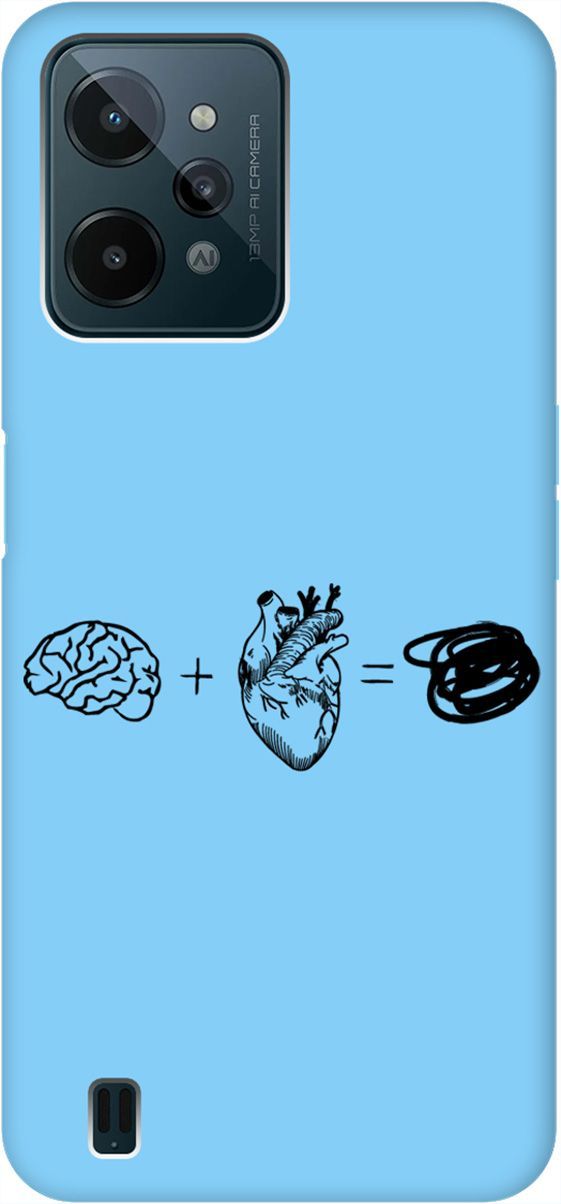 

Чехол на realme C31 Silky Touch Premium с принтом "Brain Plus Heart" голубой, Голубой;черный, 1573100