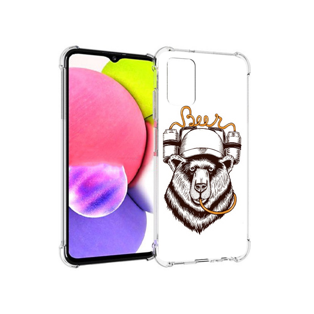 

Чехол MyPads Tocco для Samsung Galaxy A03s пивной медведь (PT162170.549.538), Прозрачный, Tocco