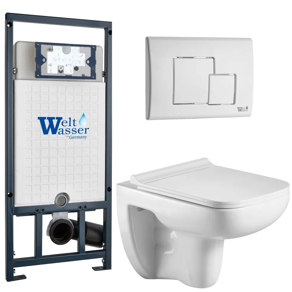 фото Комплект weltwasser 10000010733 унитаз kehlbach 004 gl-wt + инсталляция + кнопка смыва m