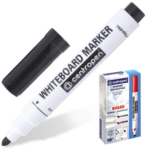 

Маркер стираемый для белых досок CENTROPEN "Dry-Wipe" арт. 150318, 10 шт., Черный