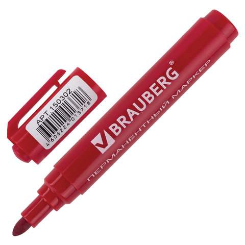 

Маркер перманентный BRAUBERG "Classic" арт. 150302, 10 шт., Красный