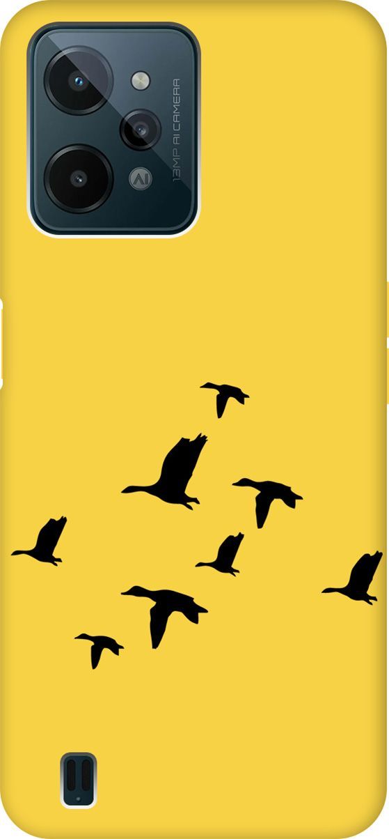 

Чехол на realme C31 Silky Touch Premium с принтом "Flock of Ducks" желтый, Желтый;черный, 1573200