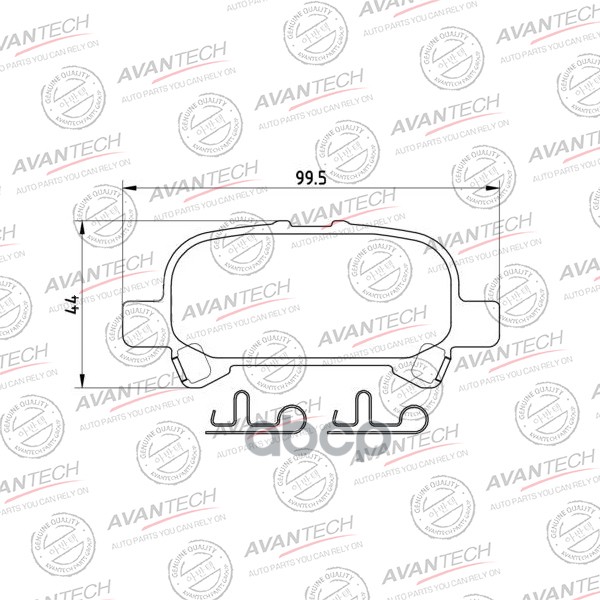 

Тормозные колодки AVANTECH дисковые с проивоскрипной пластиной AV0122