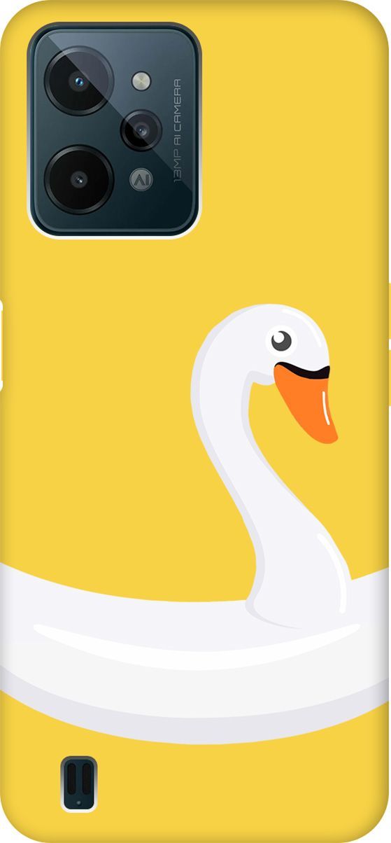 

Чехол на realme C31 Silky Touch Premium с принтом "Swan Swim Ring" желтый, Желтый;белый, 1573100