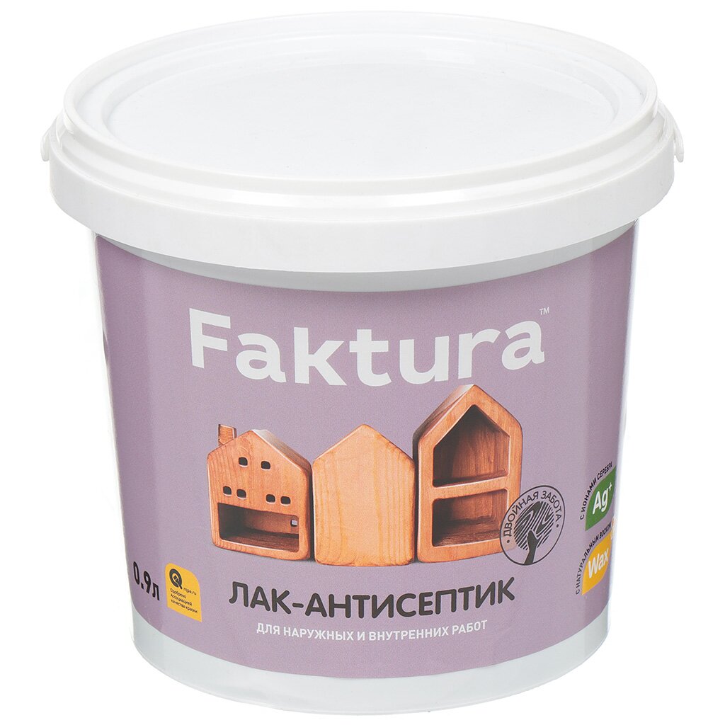 Лак-антисептик Faktura шелковисто-матовый полиакриловый бесцветный 0.9 л