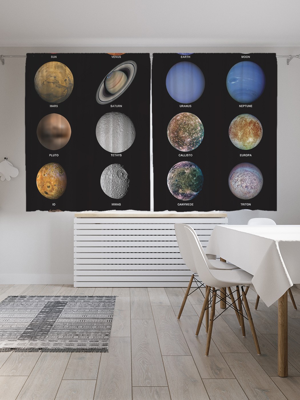 фото Классические шторы joyarty "мечты о далёких планетах", oxford delux, 2 полотна 145x180 см