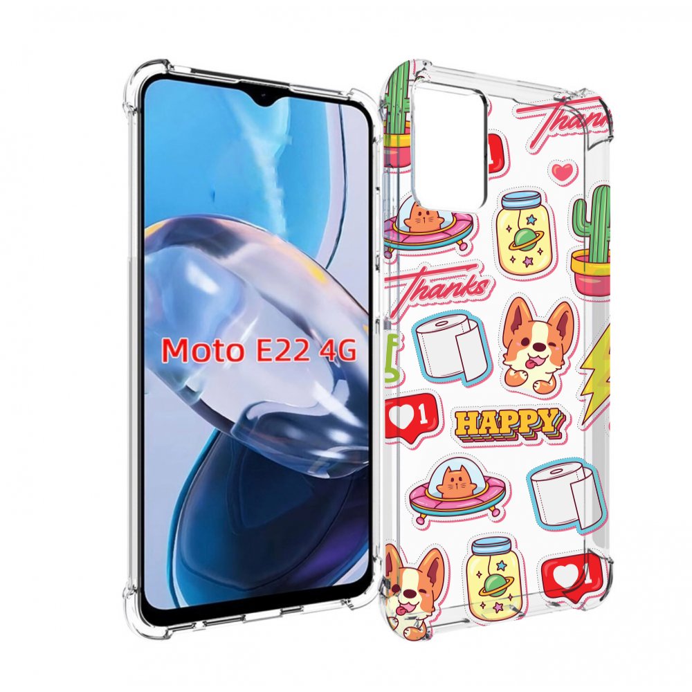 

Чехол MyPads милые-стикеры-корги для Motorola Moto E22 4G / E22i 4G, Прозрачный, Tocco