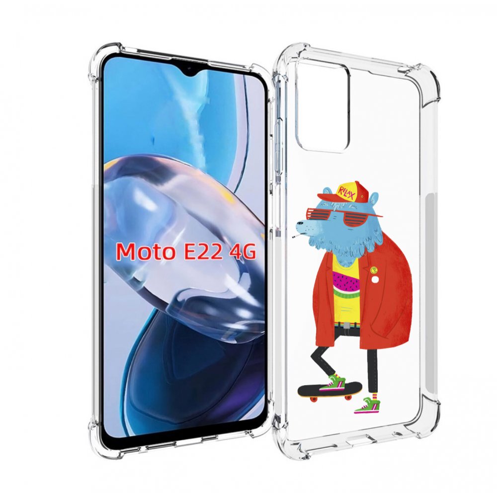 

Чехол MyPads медведь на скейте для Motorola Moto E22 4G / E22i 4G, Прозрачный, Tocco