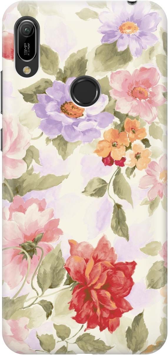 

Чехол на Honor 8A/8A Pro/Huawei Y6 (2019)/Y6 Prime (2019) "Нежные цветы", Зеленый;розовый, 364