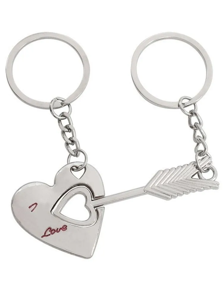 

Парные брелоки унисекс 4Love4You DBR024 серебристые, Серебристый;красный, DBR024