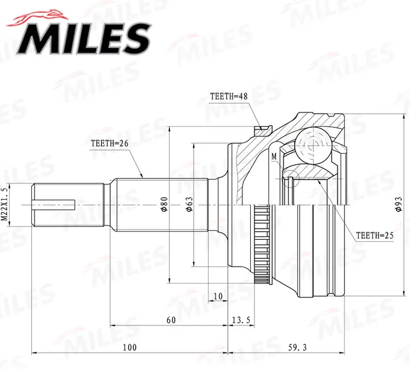 

ШРУС наружный Toyota Corolla/Corolla / Allex 01>07 Miles GA20478