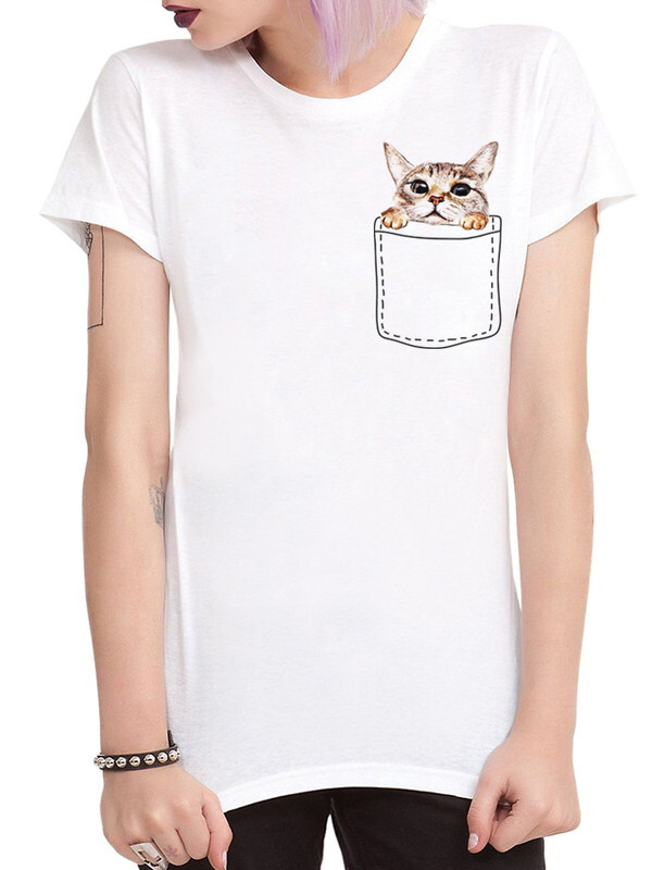 

Футболка женская DreamShirts Studio Котик в Кармашке CAT-465298-1 белая M, Белый, Котик в Кармашке CAT-465298-1