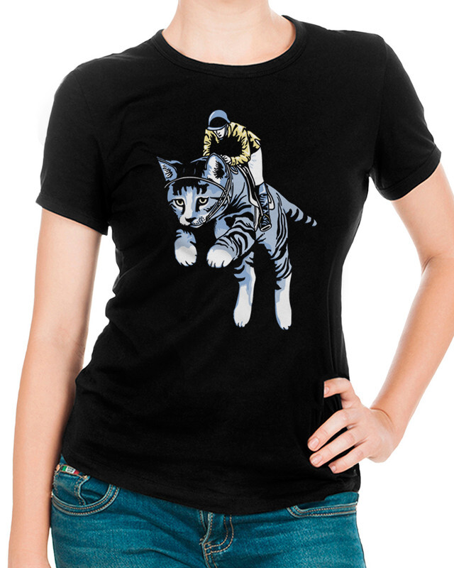 

Футболка женская DreamShirts Studio Кот с наездником CAT-339803-1 черная S, Черный, Кот с наездником CAT-339803-1