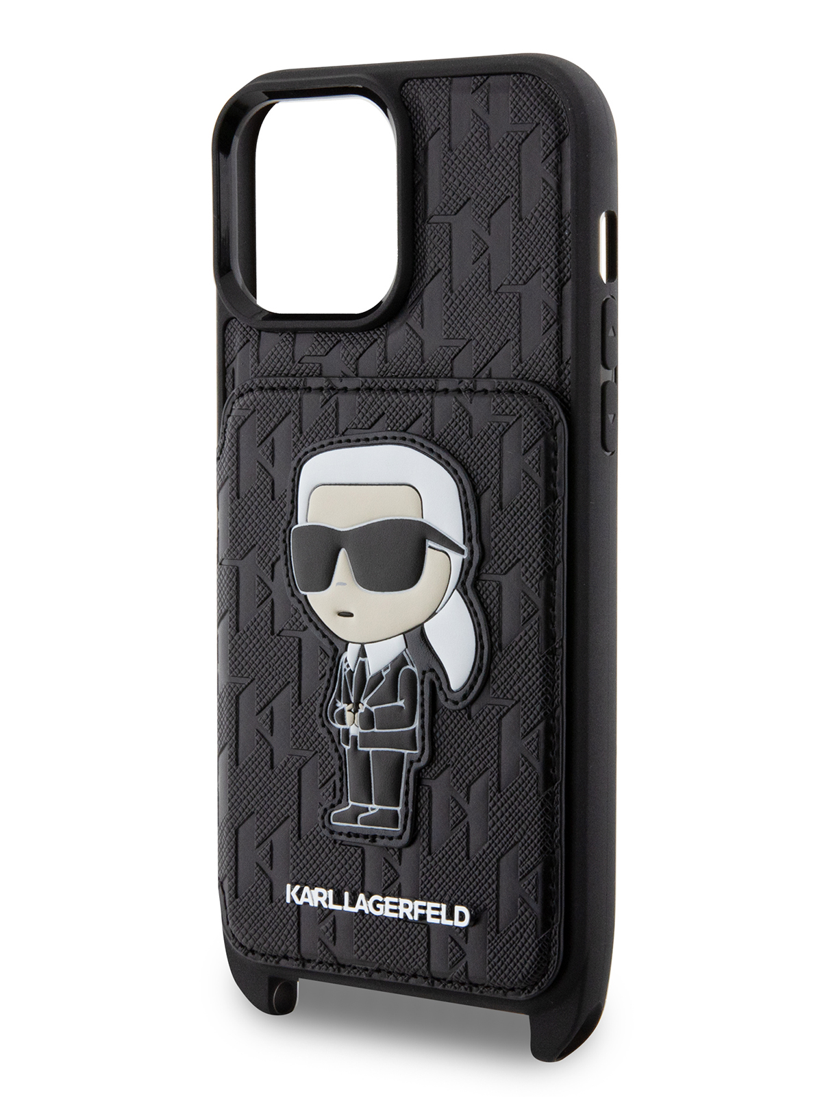 Чехол Karl Lagerfeld для iPhone 13 Pro Max с ремнем и карманом для карт, Black