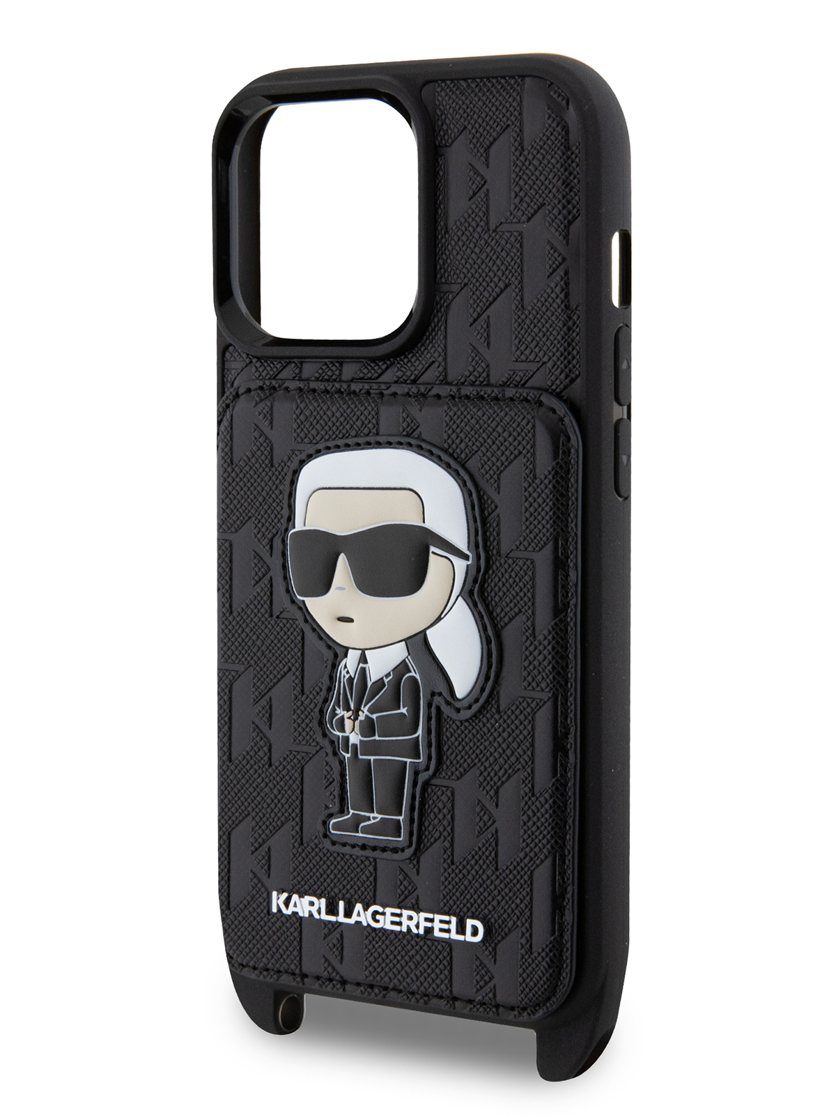 Чехол Karl Lagerfeld для iPhone 13 Pro с ремешком и карманом для карт, Black