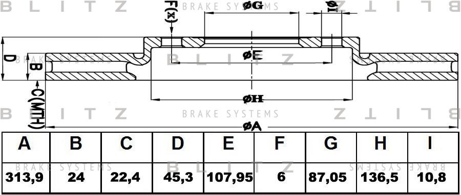 

Диск тормозной BLITZ bs0411
