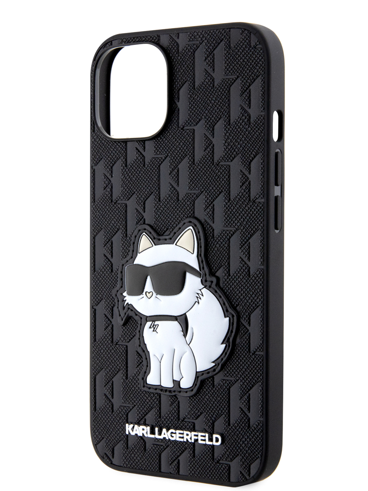 Чехол Karl Lagerfeld для iPhone 13 чехол PU Saffiano Monogram NFT Choupette Hard Black