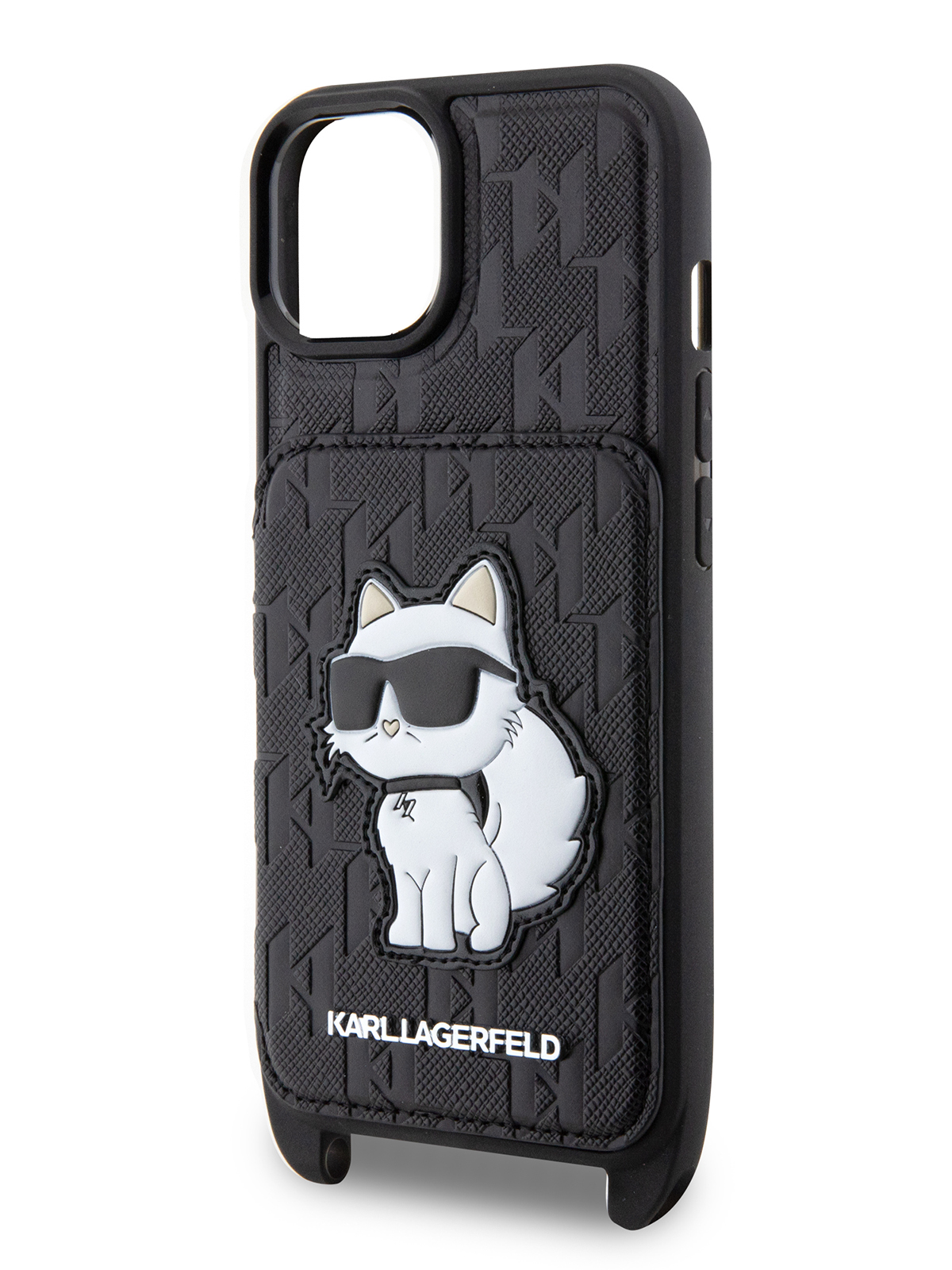 Чехол Karl Lagerfeld для iPhone 14 с карманом для карт и ремешком, Black