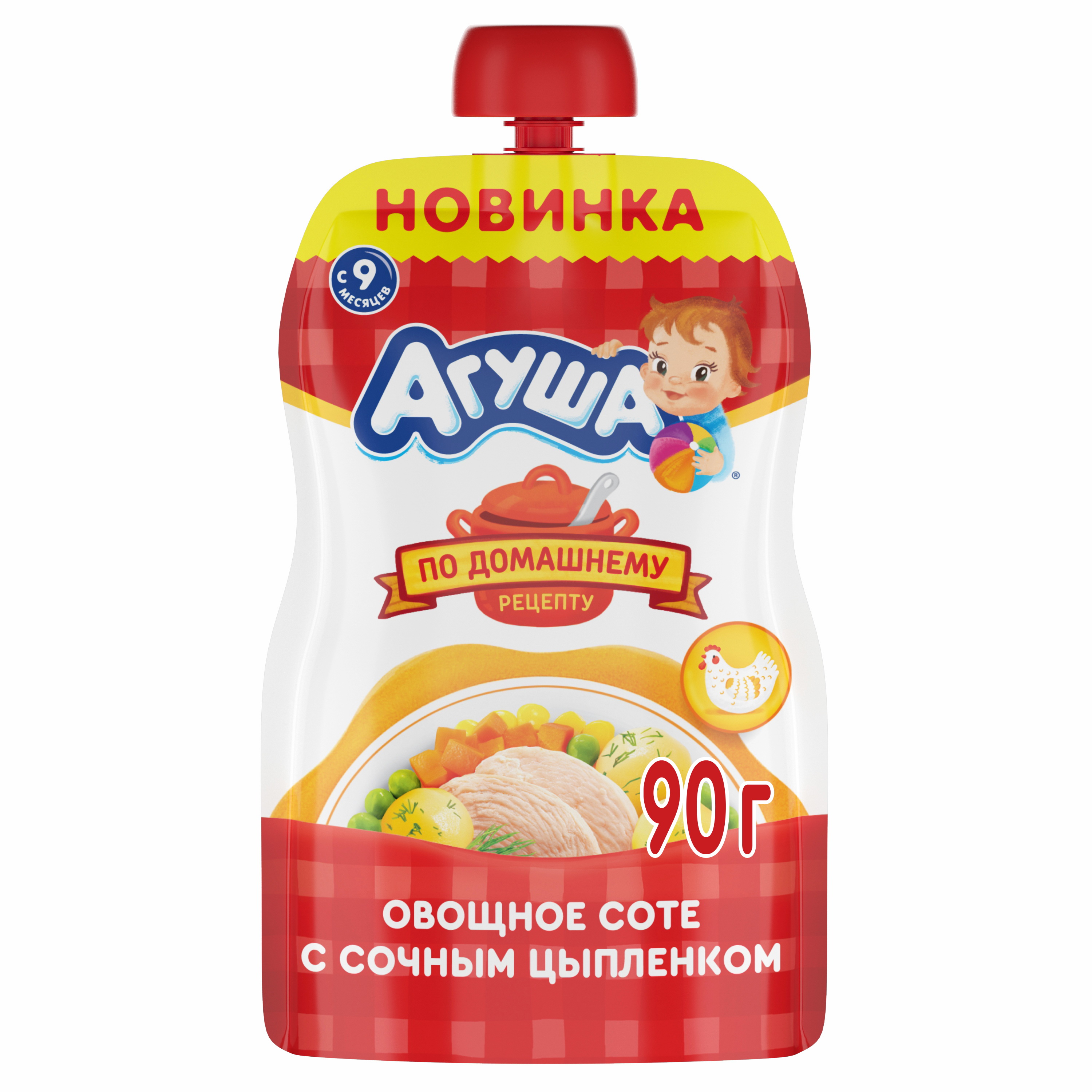 

Пюре Агуша овощное соте с сочным цыпленком, с 9 месяцев, 90 г
