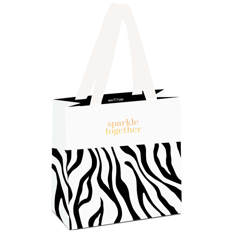 

Пакет подарочный 20x20x10см MESHU Animal print, отд фольгой, Белый