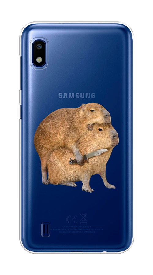 

Чехол на Samsung Galaxy A10 "Капибара с ножом", Бежевый, 27950-1