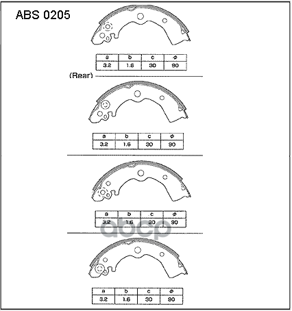 

Abs0205_колодки Барабанные! Nissan Almera/Sunny All 91-99 Без Abs ALLIED NIPPON арт. ABS02