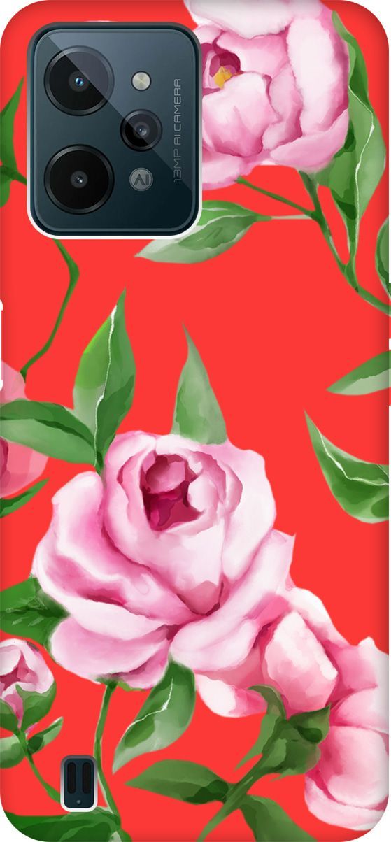 

Чехол на Realme C31 "Amazing Peonies" красный, 1573100