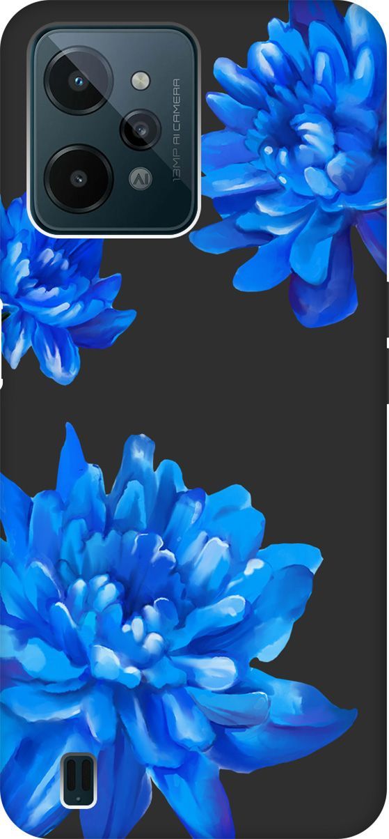 

Матовый Soft Touch Чехол на Realme C31 с 3D принтом "Amazing Asters" черный, Черный;голубой, 1571400