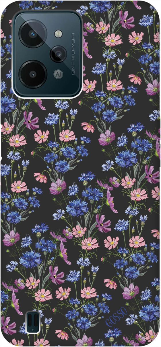 

Чехол на Realme C31 с 3D принтом "Lovely Cornflowers" черный, Черный;голубой, 1571400