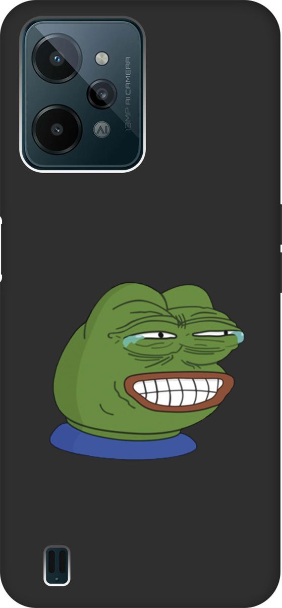

Матовый Soft Touch Чехол на realme C31 с 3D принтом "Pepe the Frog" черный, Черный;зеленый, 1571300
