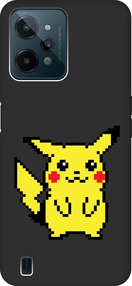 

Матовый Soft Touch Чехол на Realme C31 с 3D принтом "Pixel Pikachu" черный, Черный;желтый, 1571300