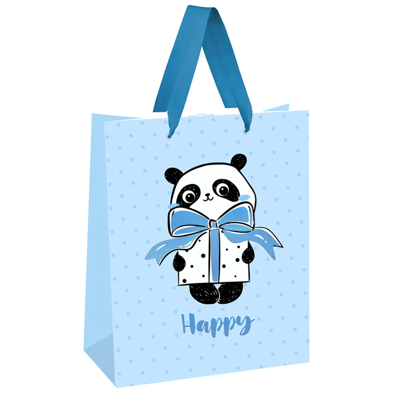 

Пакет подарочный 18x23x10см MESHU PandaGift_Blue отд фольгой матовая ламинация (MS_45764), Голубой