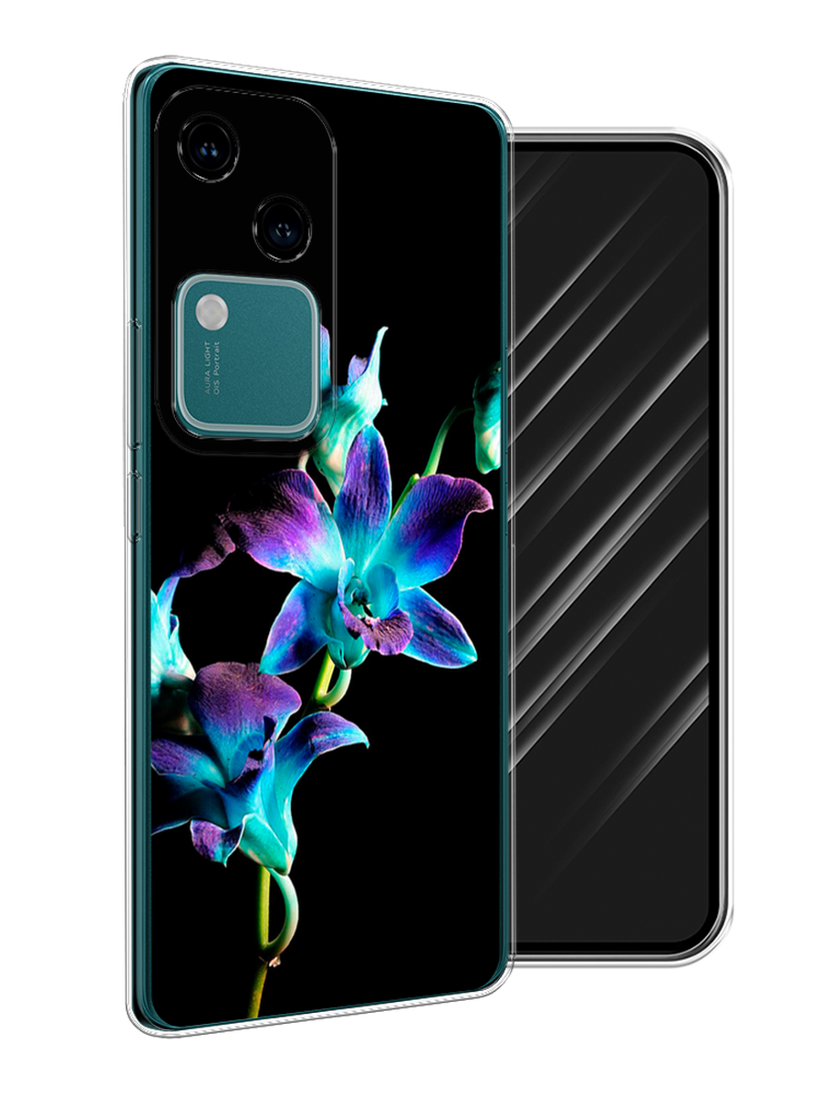 

Чехол Awog на Vivo V30/S18 "Синий цветок на черном", Черный;голубой;синий, 2610250-1