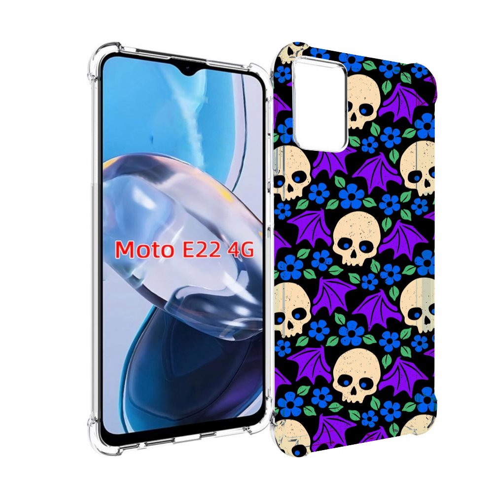 

Чехол MyPads крылатые черепа для Motorola Moto E22 4G / E22i 4G, Прозрачный, Tocco