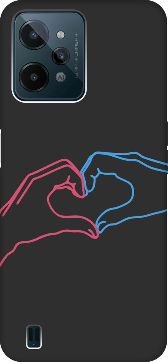 

Матовый Soft Touch Чехол на Realme C31 с 3D принтом "Fall in Love" черный, Черный;голубой, 1571200