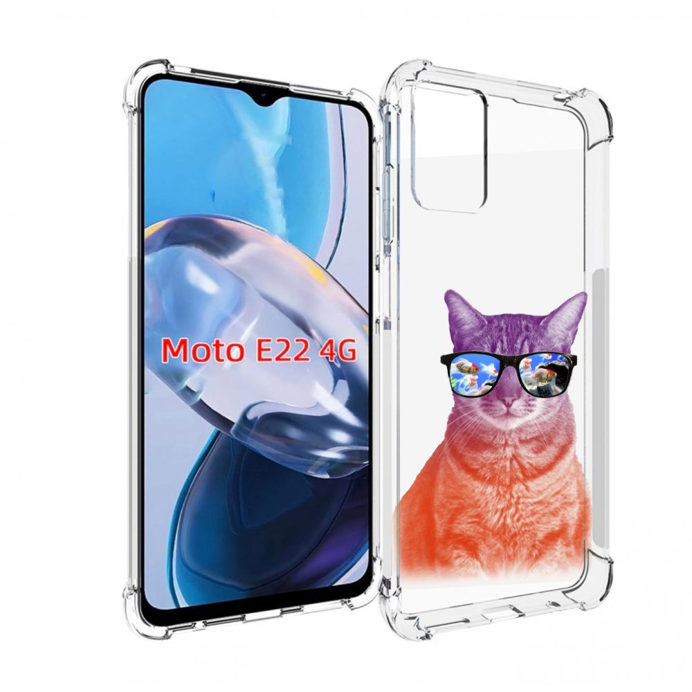 

Чехол MyPads крутой кот-2 для Motorola Moto E22 4G / E22i 4G, Прозрачный, Tocco