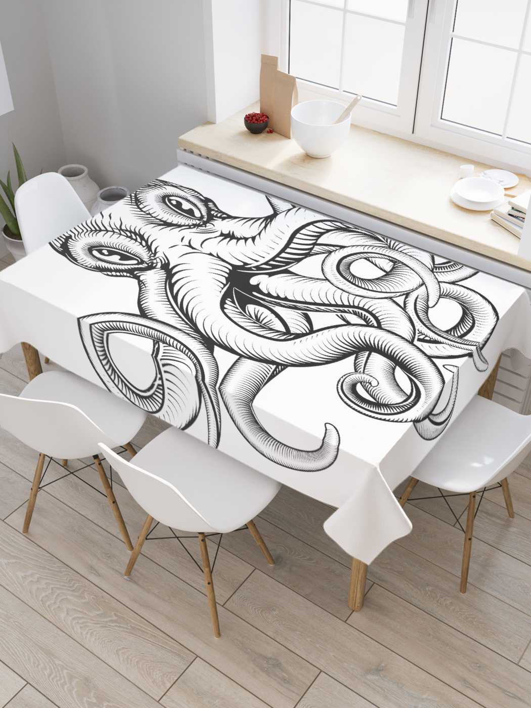 

Скатерть прямоугольная JoyArty "Злобный осьминог" из сатена, 180x145 см, Злобный осьминог