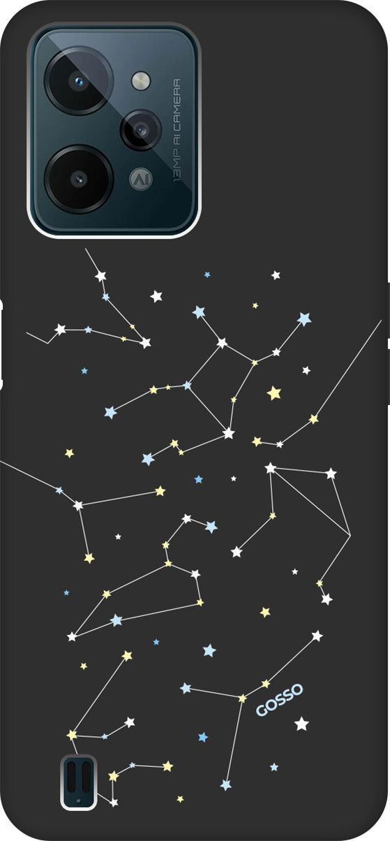 

Матовый Soft Touch Чехол на Realme C31 с 3D принтом "Constellations" черный, Черный;белый, 1571200