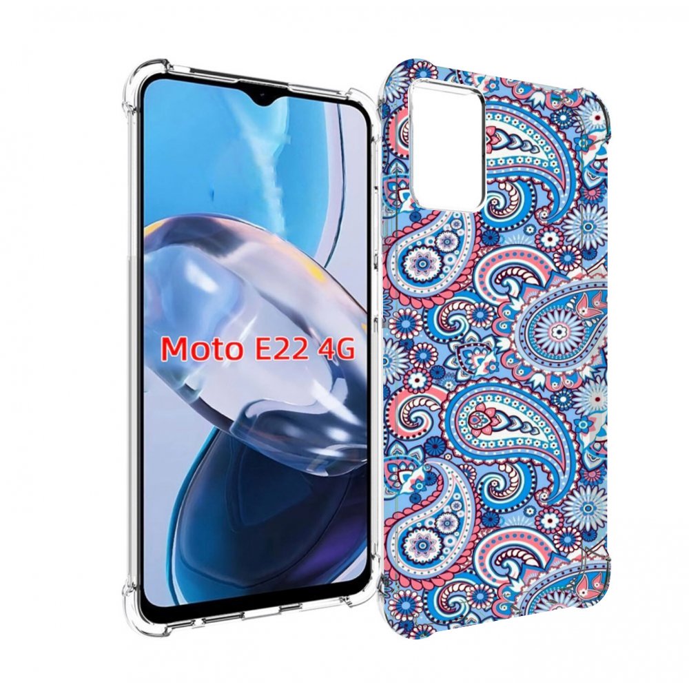 

Чехол MyPads красивый голубой арнамент для Motorola Moto E22 4G / E22i 4G, Прозрачный, Tocco