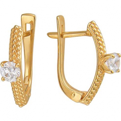 

Серьги из желтого золота Эстет 01С139311, фианит, 01С139311