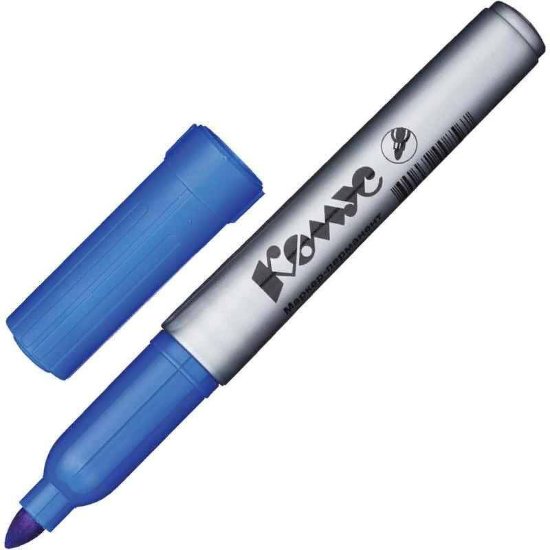 

Маркер перманентный КОМУС PY2304 синий 1-4мм круглый наконечник, (5шт.)