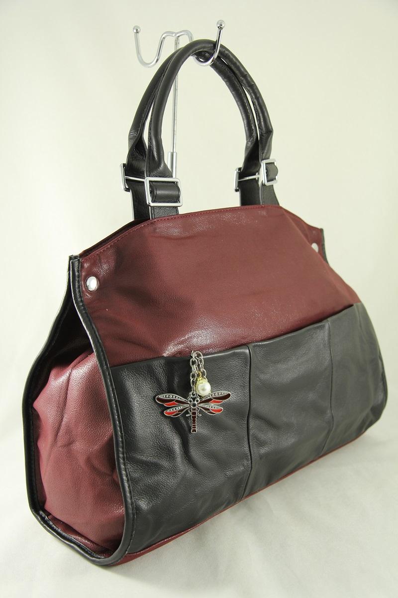 Сумка женская Polina & Eiterou 8003-2, черный/бордовый с золотым