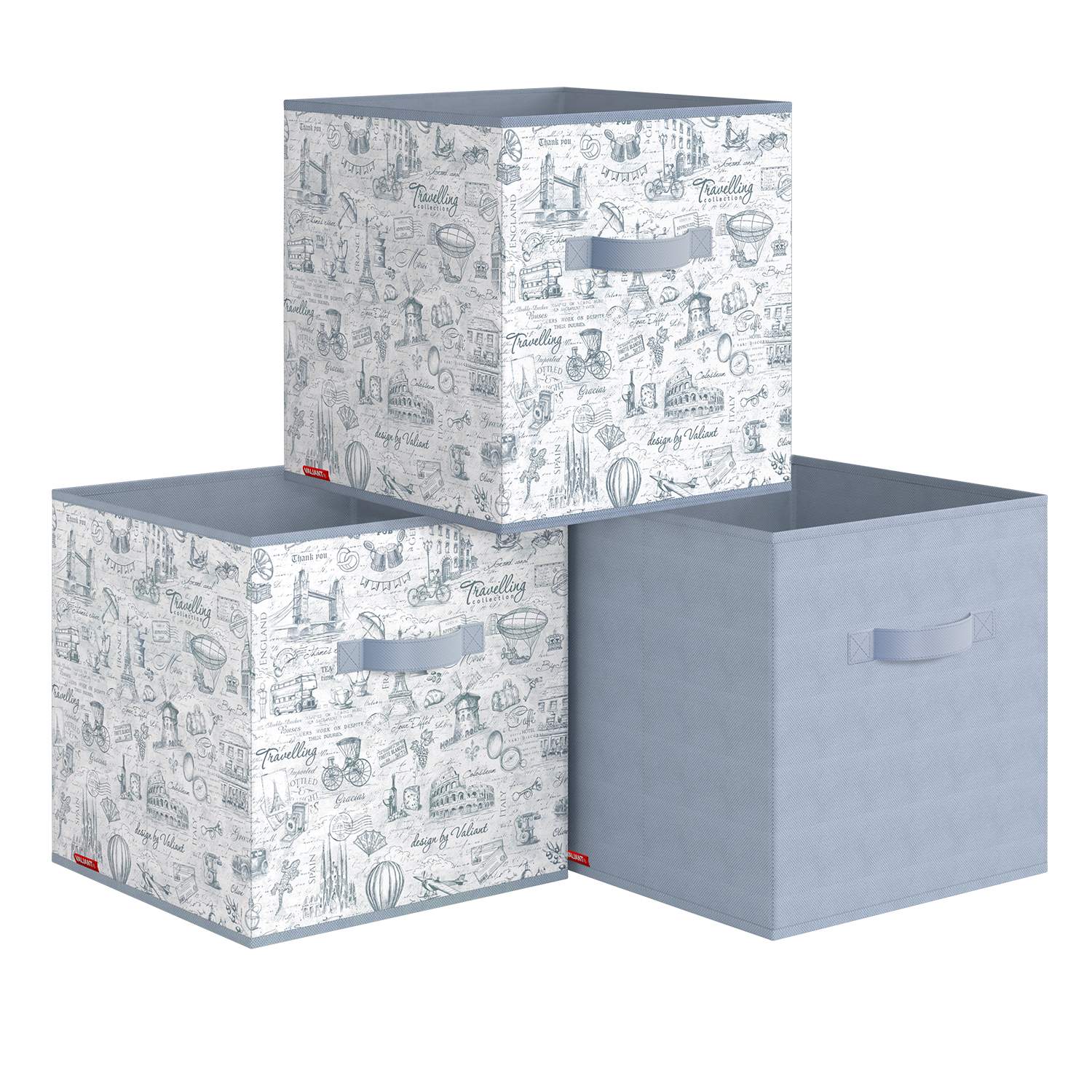 

Коробки стеллажные для хранения вещей Valiant TI-BOX-KSK 3 шт 31х31х31 см, BOX-KSK