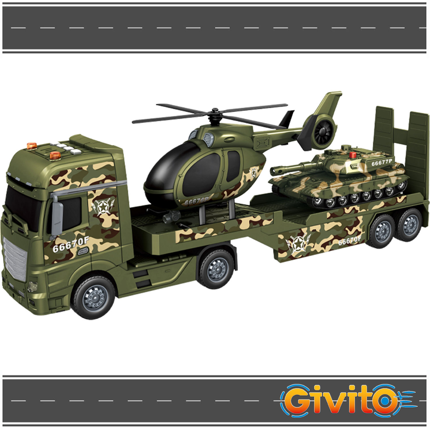 Игровой набор Givito G235-479 Военный транспортер 3566₽